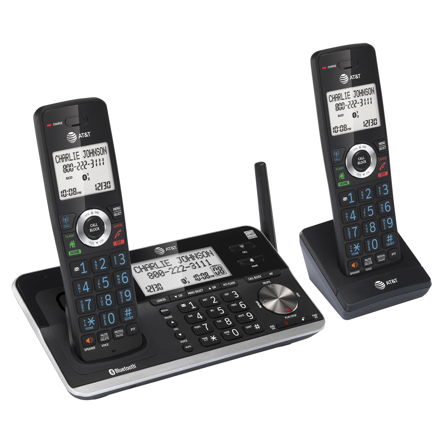 slide 3 of 3, AT&T DLP73210 Expandable Cordless Phone with Bluetooth Connect to Cell, Smart Call Blocker and Answering System, Black/Silver, 1 ct