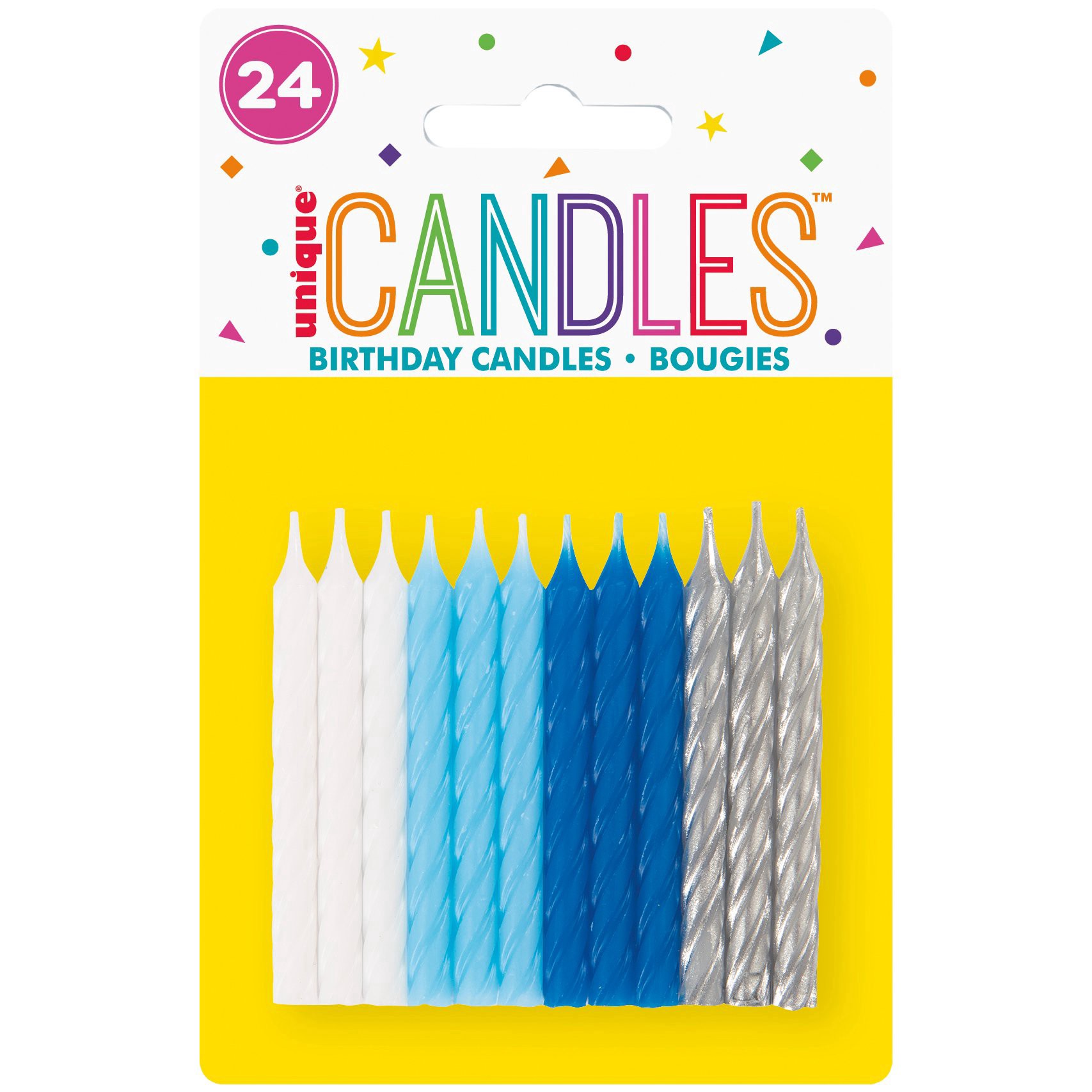 slide 1 of 1, Unique Industries Spiral Birthday Candles - Blue, 24 ct
