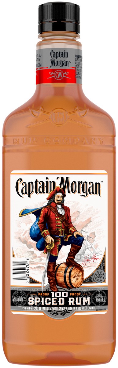 slide 1 of 3, Captain Morgan 100 Proof Spiced Rum, 750 ml