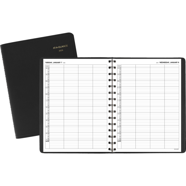 slide 3 of 3, 2025 At-A-Glance 4-Person Daily Appointment Book, 8"" X 11"", Black, January To December, 7082205, 1 ct