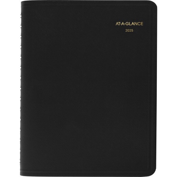 slide 1 of 3, 2025 At-A-Glance 4-Person Daily Appointment Book, 8"" X 11"", Black, January To December, 7082205, 1 ct