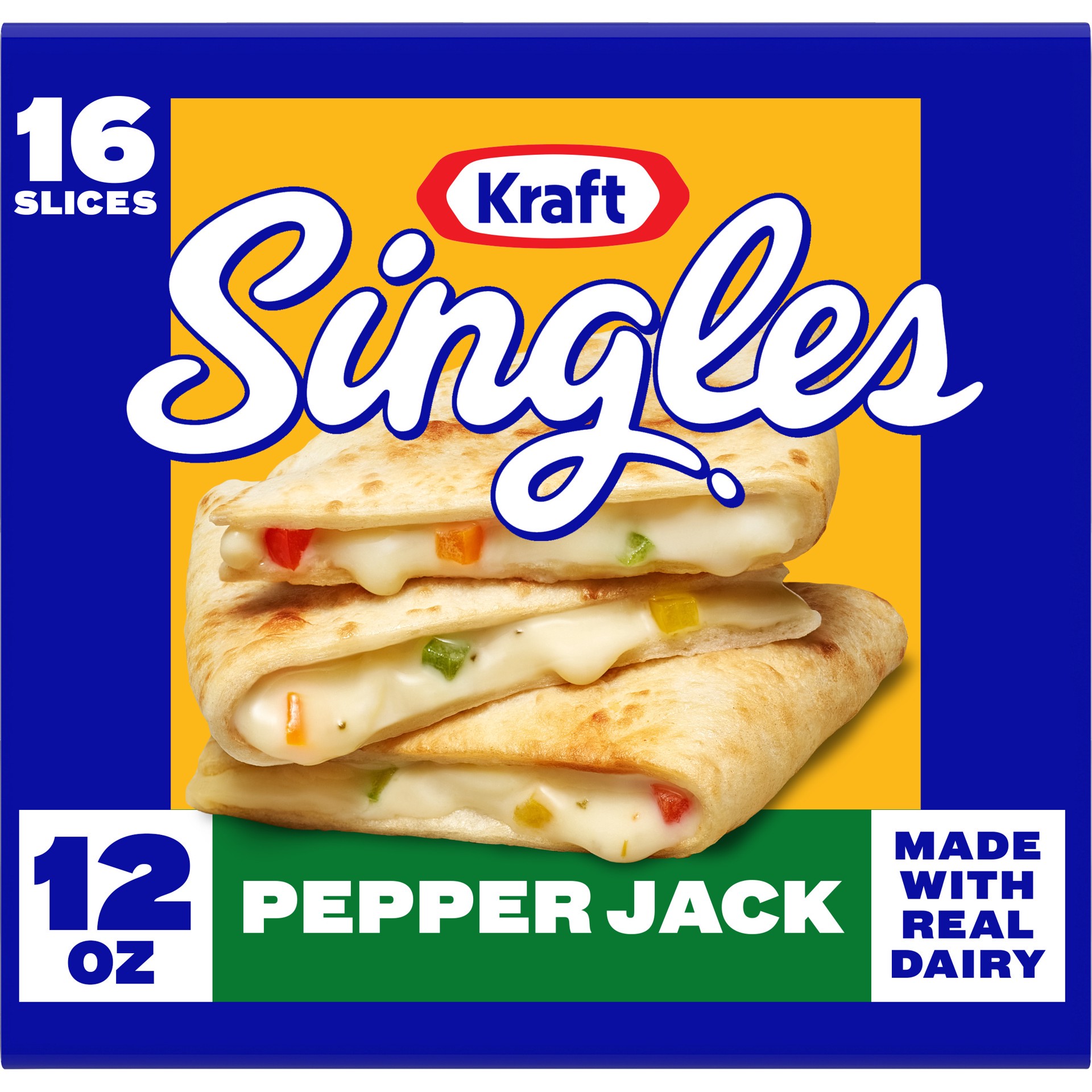 slide 1 of 8, Kraft Singles Pepper Jack Slices, 16 ct Pack, 16 ct