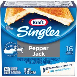 Kraft Singles Pepper Jack Slices, 16 ct Pack