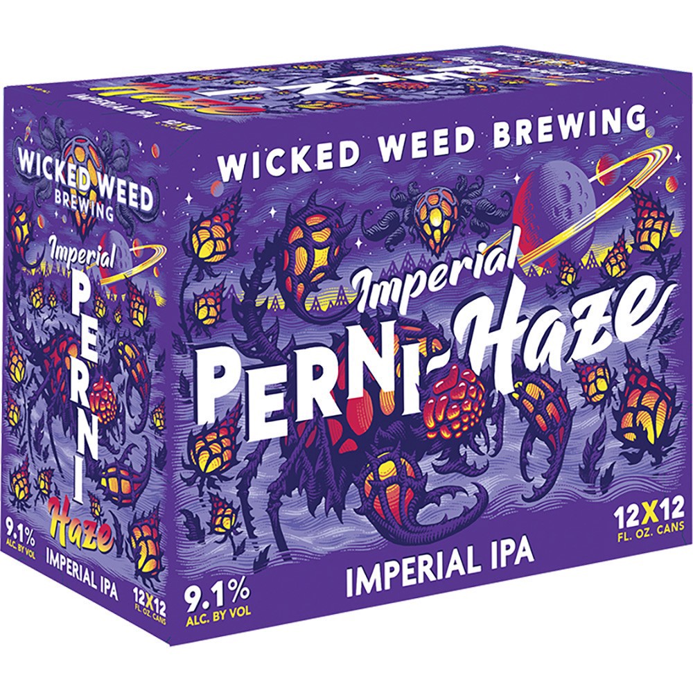 slide 1 of 1, Wicked Weed Imperial Perni-Haze IPA Craft Beer, 12 Pack 12 fl oz Cans, 144 fl oz