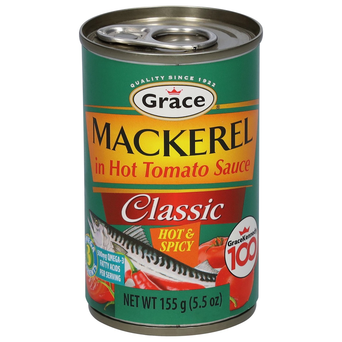 slide 1 of 1, Grace Classic Hot & Spicy Mackerel in Hot Tomato Sauce 5.5 oz, 5.5 oz