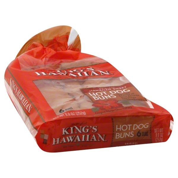 slide 1 of 1, King's Hawaiian Original Hawaiian Sweet Hot Dog Buns, 6 ct