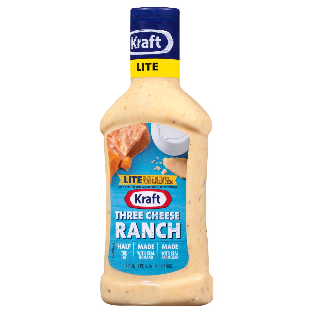 slide 13 of 13, Kraft Three Cheese Ranch Light Dressing 16 Oz Bottle, 16 fl oz