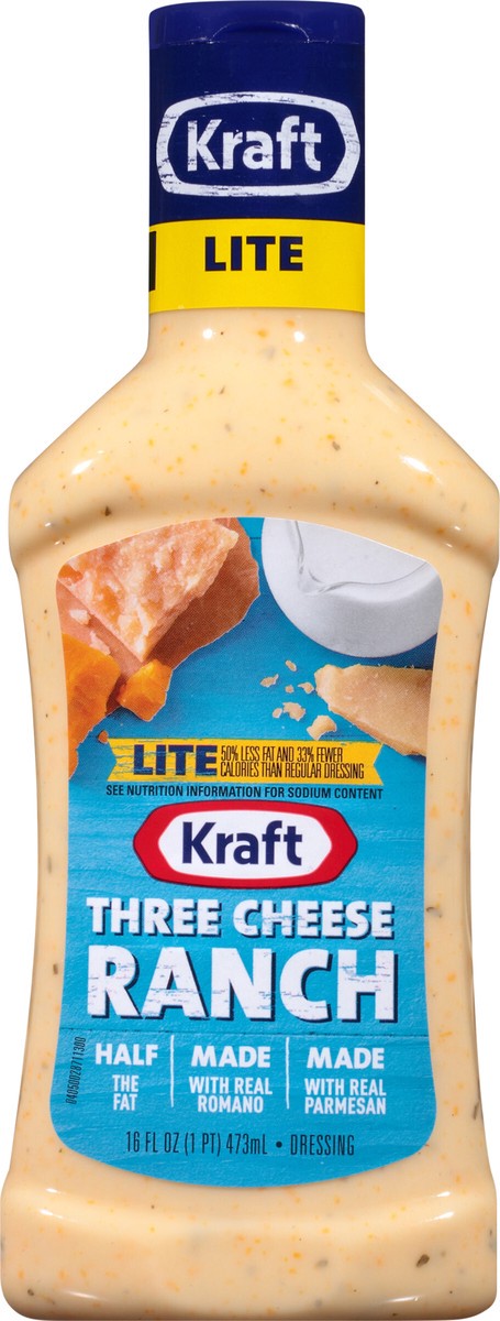 slide 6 of 13, Kraft Three Cheese Ranch Light Dressing 16 Oz Bottle, 16 fl oz