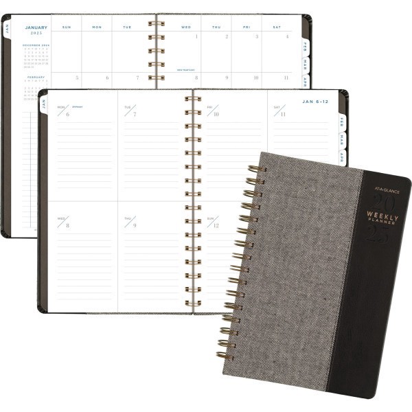 slide 2 of 4, 2025-2026 At-A-Glance Signature Collection Weekly/Monthly Planner, 5-1/2"" X 8-1/2"", Black, January To January, Yp20005, 1 ct