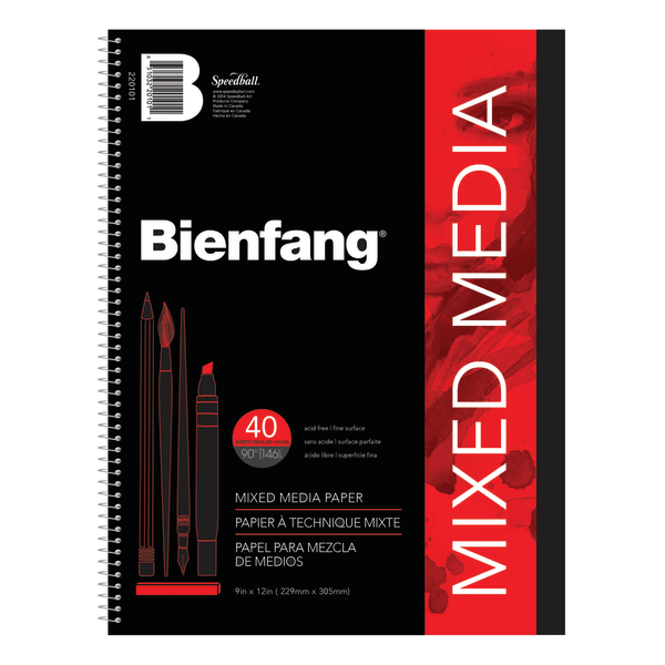 slide 1 of 1, Bienfang Mixed Media Pad, White, 9 in x 12 in