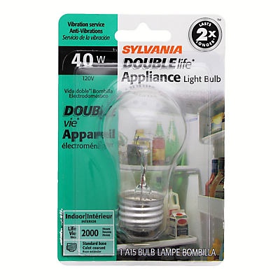 slide 1 of 1, Sylvania 40 Watt Clear Double Life Appliance A15 Bulb, 1 ct