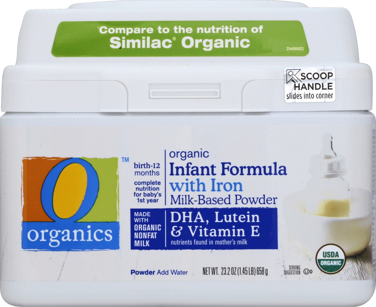 slide 2 of 4, O Organics For Baby Organic Infant Formula Milk Based With Iron Powder, 23.2 oz