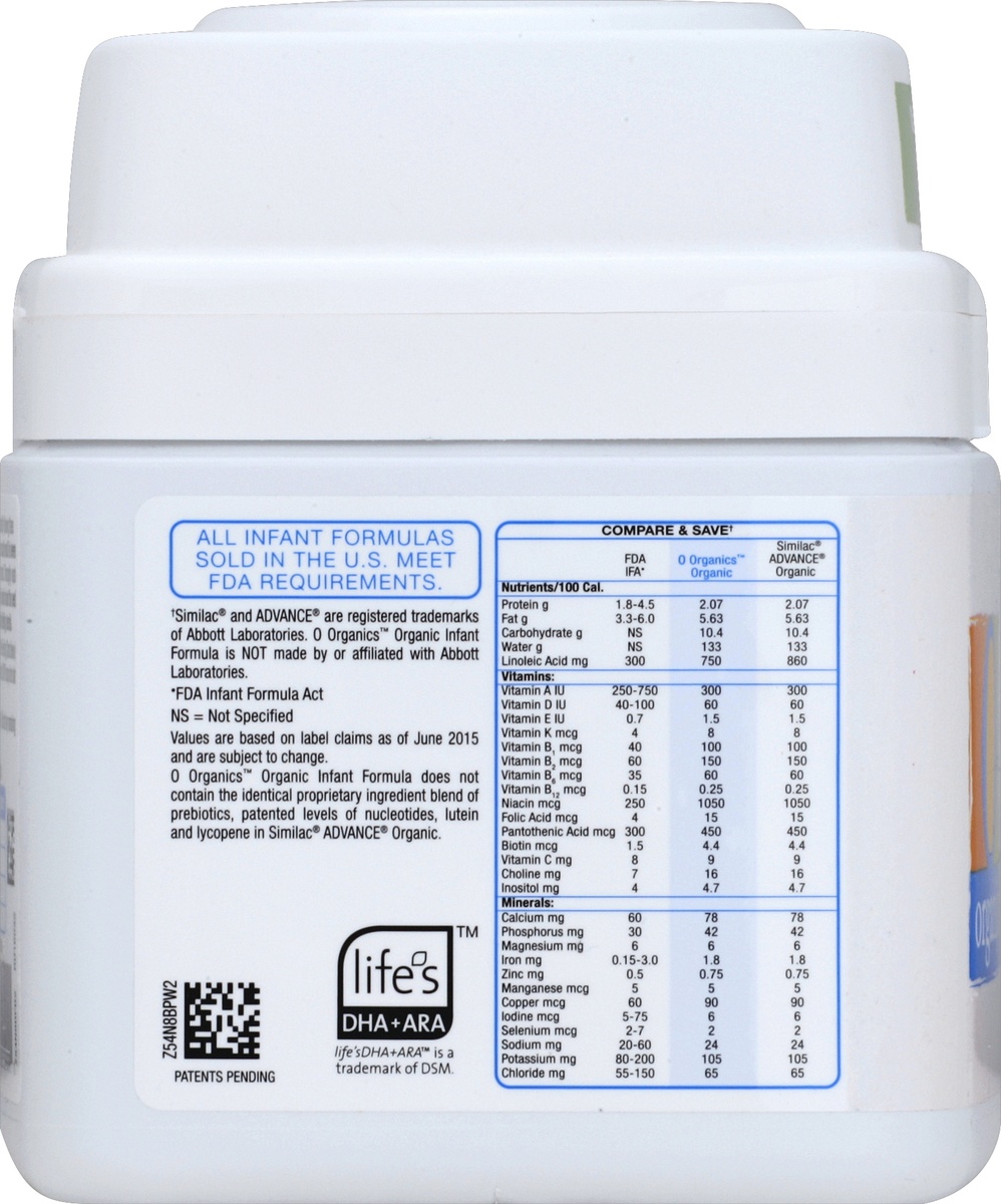 slide 3 of 4, O Organics For Baby Organic Infant Formula Milk Based With Iron Powder, 23.2 oz