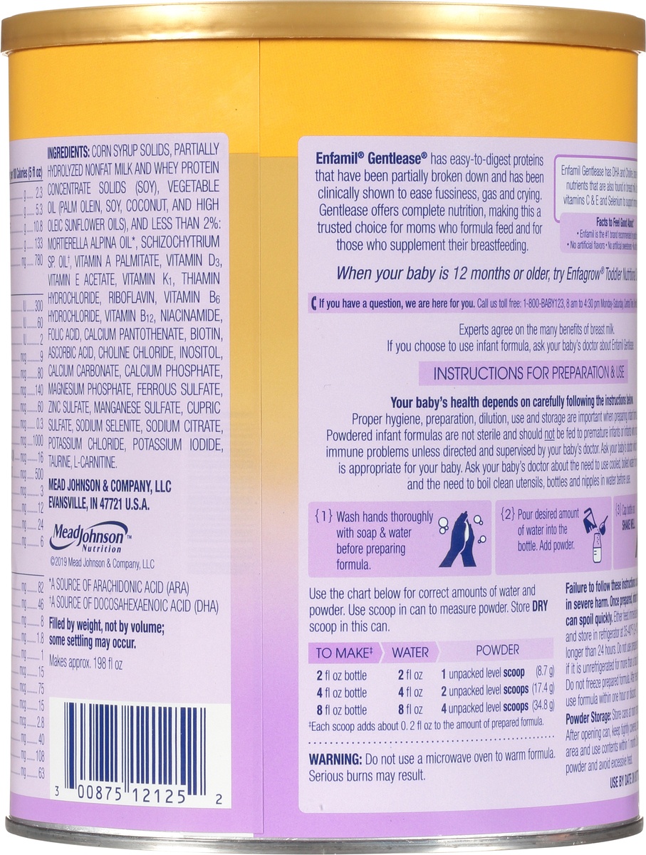 slide 8 of 9, Gentlease Baby Formula, Reduces Fussiness, Gas, Crying and Spit-up in 24 hours, DHA & Choline to support Brain development, Powder Can, 27.7 Oz, 27.7 oz