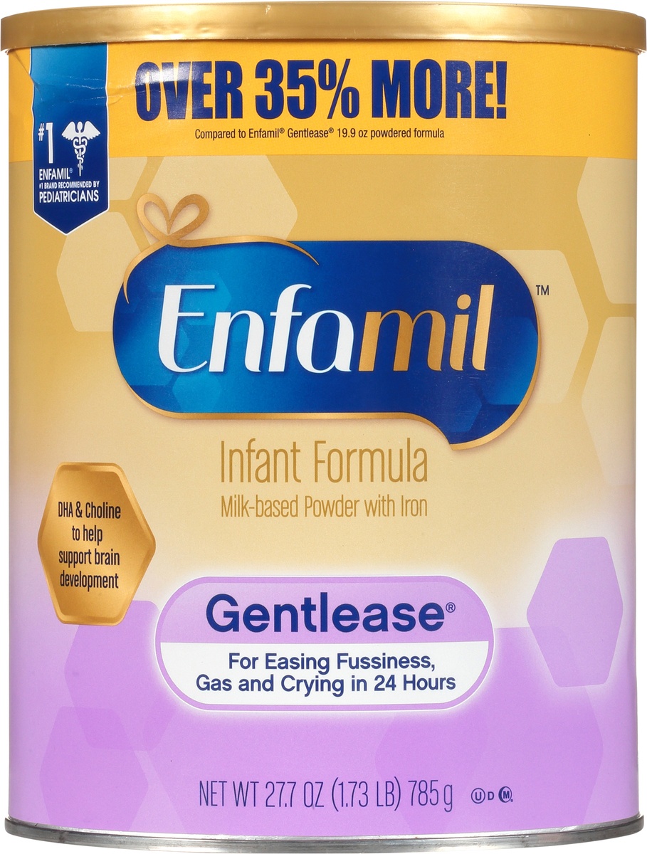 slide 7 of 9, Gentlease Baby Formula, Reduces Fussiness, Gas, Crying and Spit-up in 24 hours, DHA & Choline to support Brain development, Powder Can, 27.7 Oz, 27.7 oz