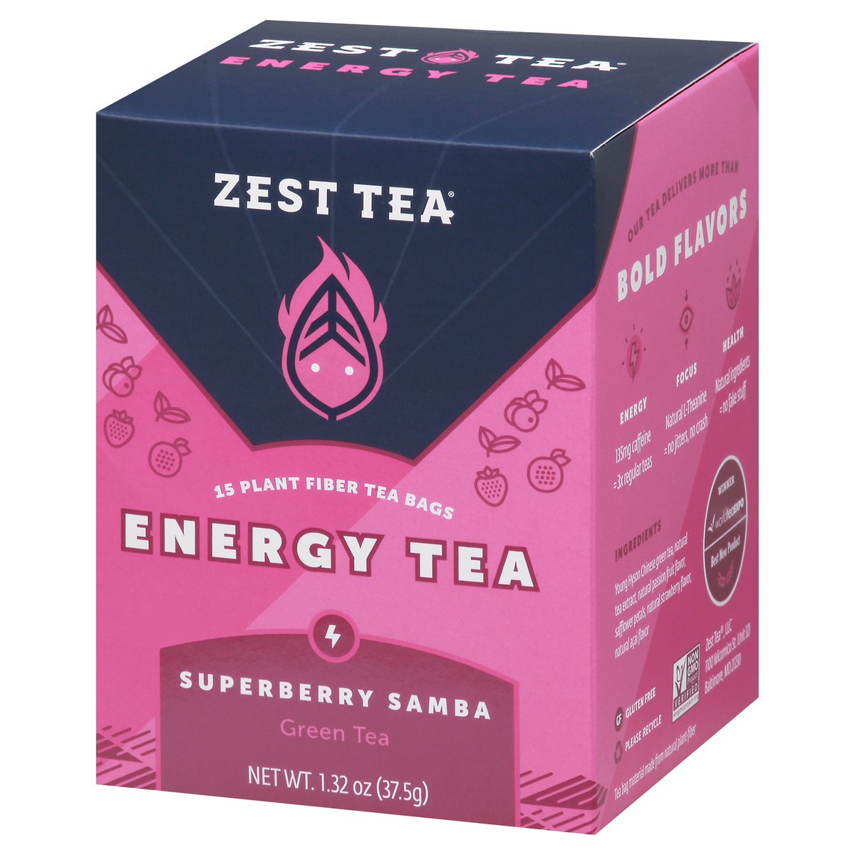 slide 3 of 9, Zest Tea Tea Bags Energy Superberry Samba Green Tea 15 ea, 15 ct