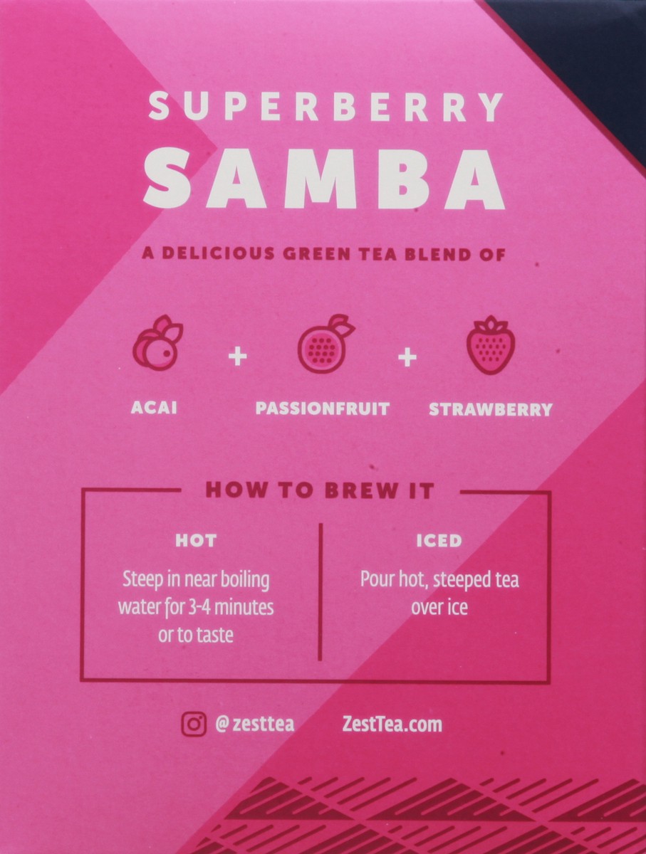 slide 7 of 9, Zest Tea Tea Bags Energy Superberry Samba Green Tea 15 ea, 15 ct