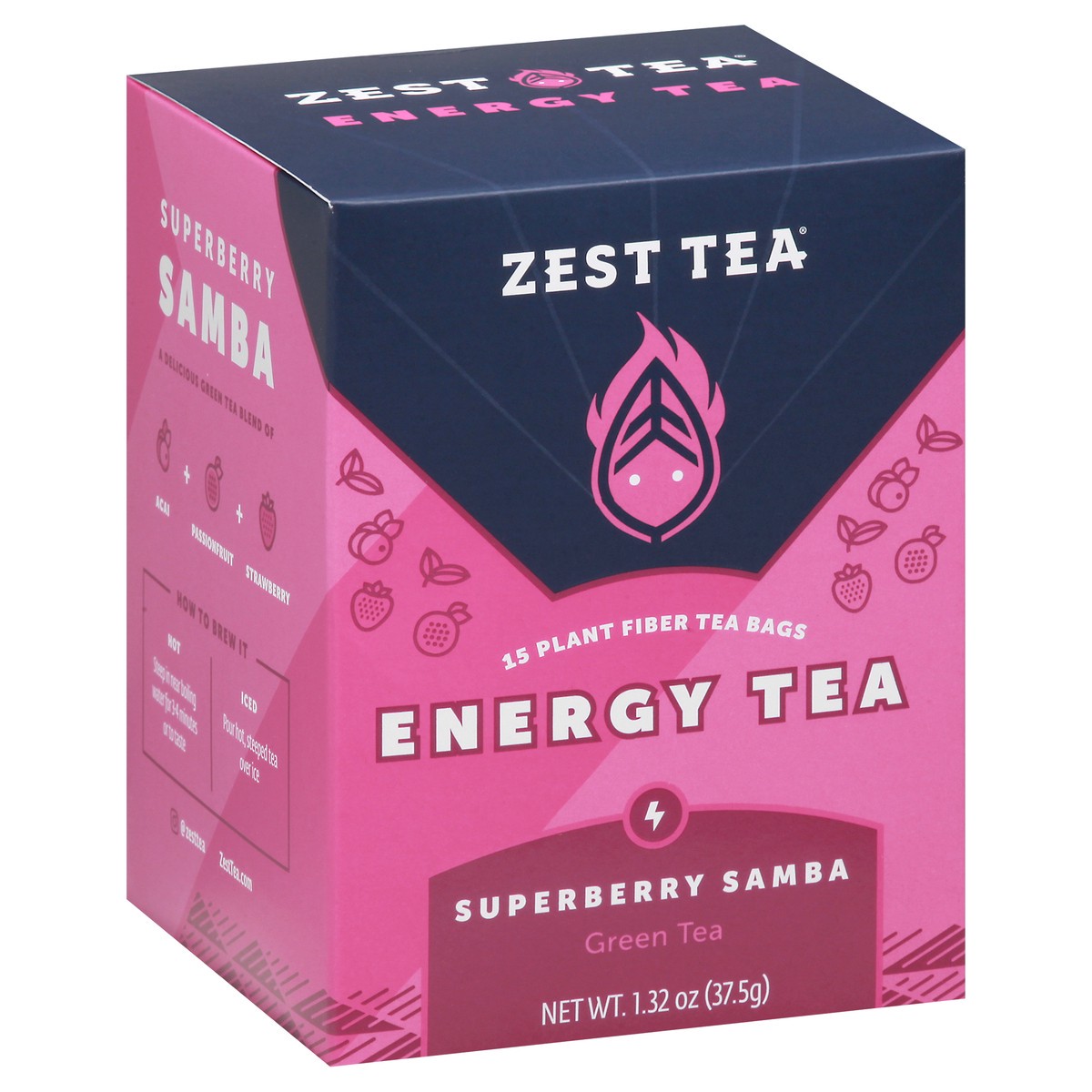 slide 1 of 9, Zest Tea Tea Bags Energy Superberry Samba Green Tea - 15 ct, 15 ct