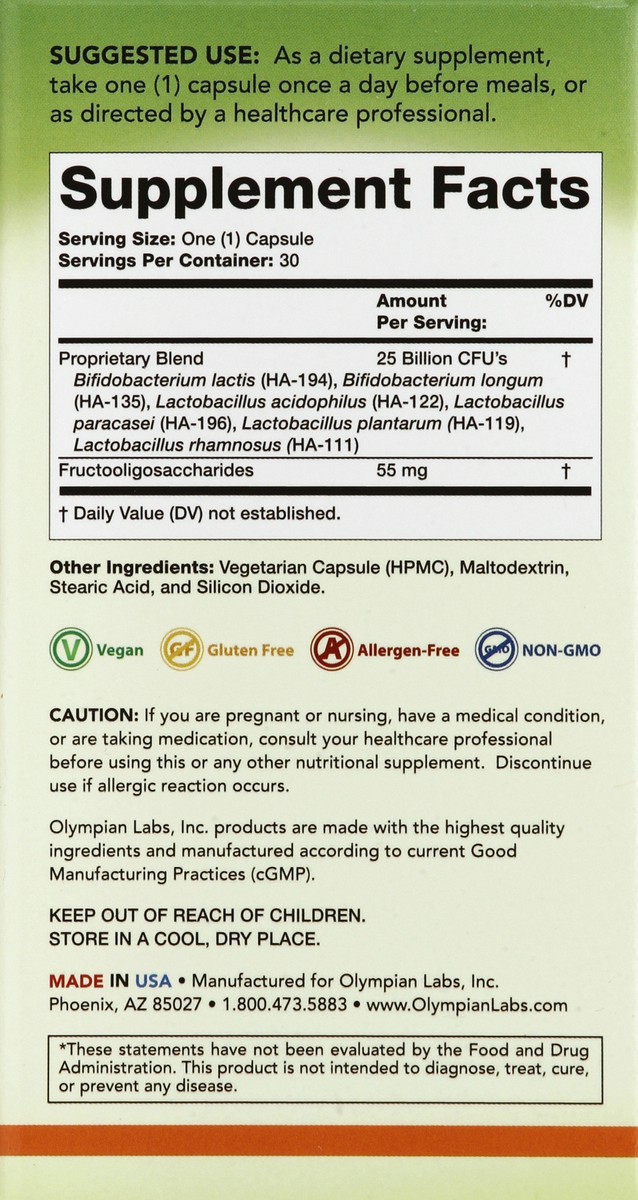 slide 2 of 5, Olympian Labs Prebiotic & Probiotic, Complete, Vegetarian Capsules, 30 ct