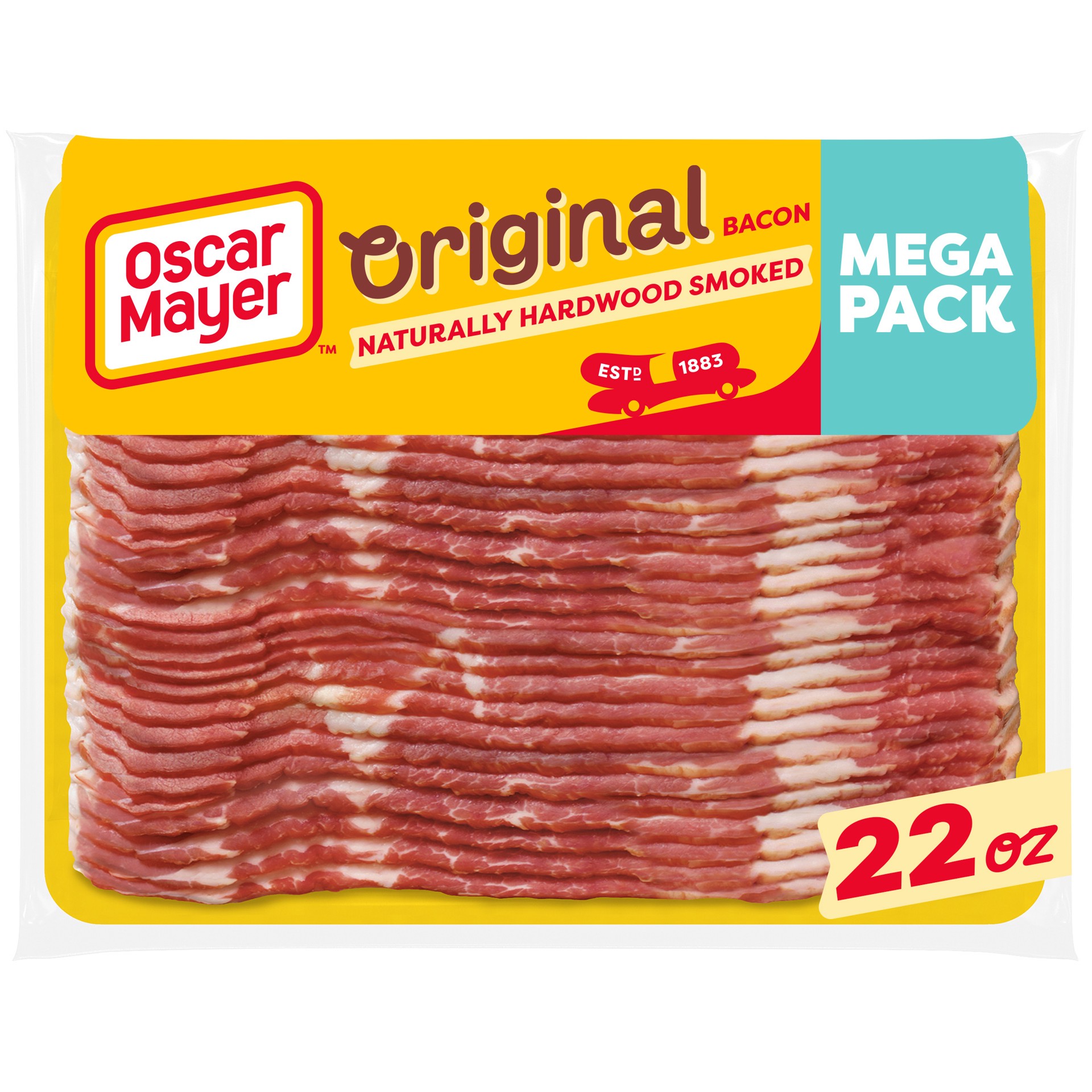 slide 1 of 1, Oscar Mayer Naturally Hardwood Smoked Bacon Mega Pack Pack, 23-25 slices, 22 oz
