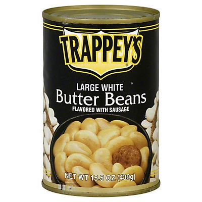 slide 1 of 1, Trappey's Large White Butter Beans Flavored with Sausage, 15.5 oz