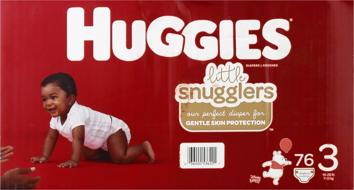 slide 6 of 9, Huggies Little Snugglers Baby Diapers, Size 3, 76 Ct, 76 cnt