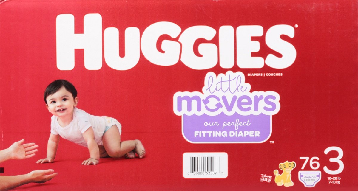 slide 6 of 9, Huggies Little Movers Baby Diapers - Size 3 - 76ct, 76 ct