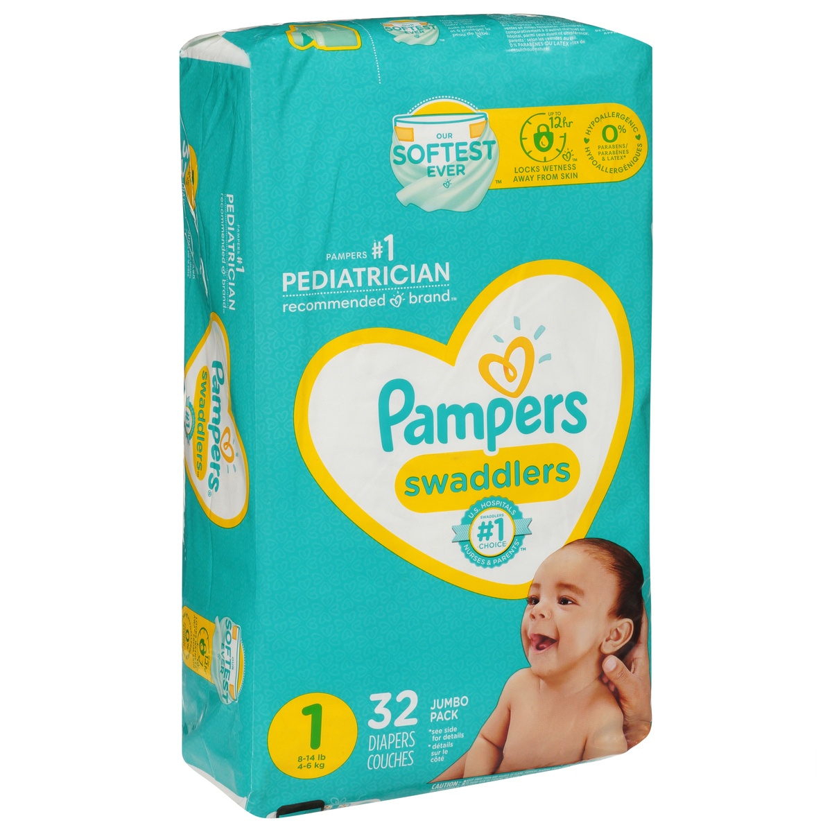 slide 2 of 9, Pampers Swaddlers Newborn Diapers Size 1 32 Count, 32 ct