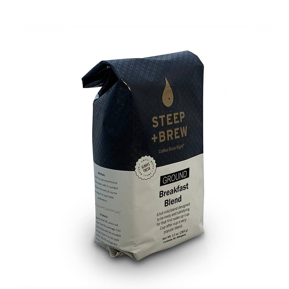 slide 2 of 3, Steep & Brew Steep+Brew Breakfast Blend Ground Light Roast Coffee - 12 oz, 12 oz