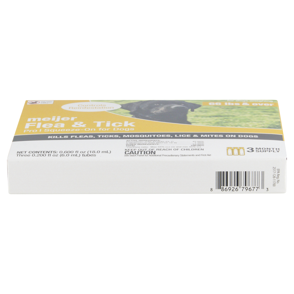 slide 2 of 6, Meijer Pro I Squeeze-On Flea & Tick for Dogs +, 66 lb, 3 ct