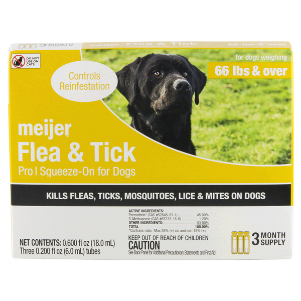 slide 1 of 6, Meijer Pro I Squeeze-On Flea & Tick for Dogs +, 66 lb, 3 ct