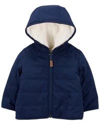Carter's Baby Reversible Zip-Up Sherpa Hooded Jacket Navy/White 3M