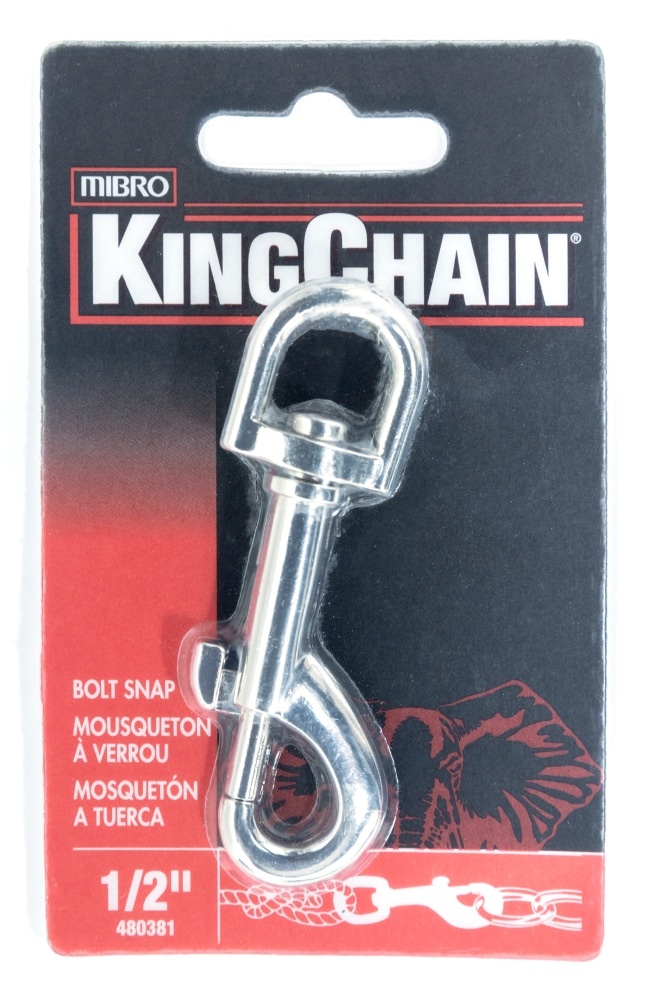 slide 1 of 1, KingChain Nickel-Plated Round-Swivel Bolt Snap - 1/Card, 0.5 in