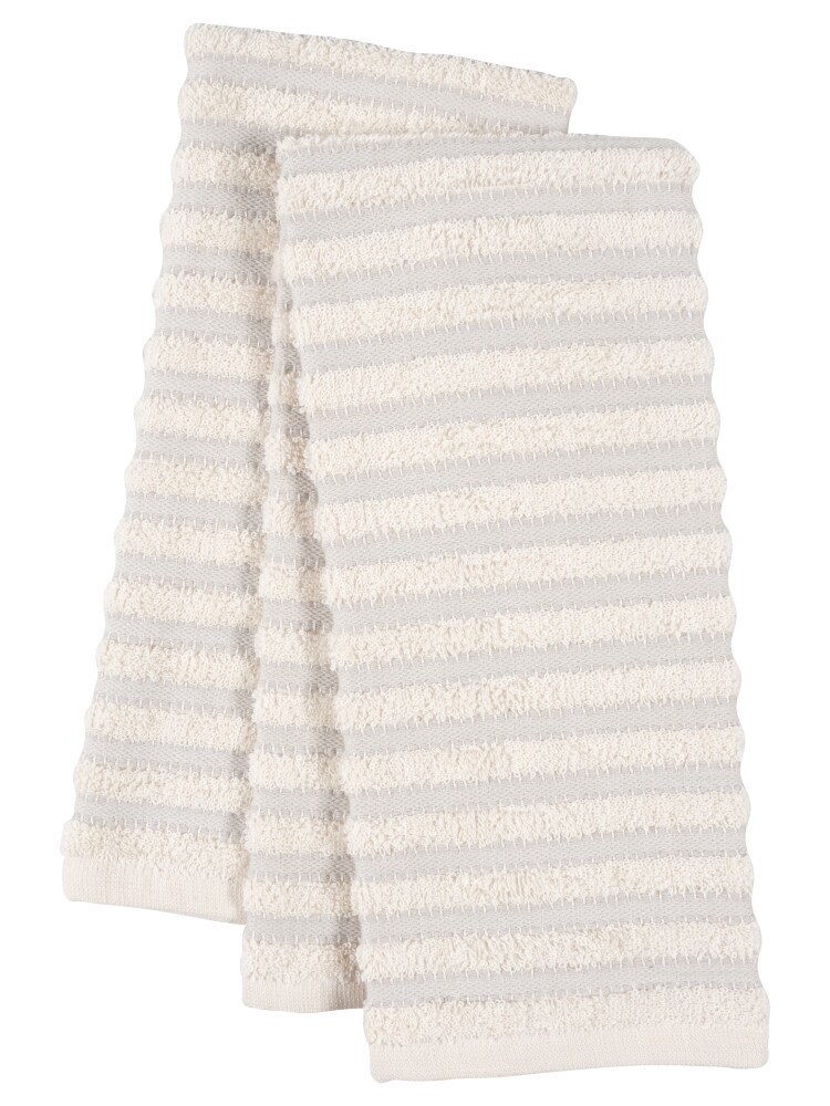slide 1 of 1, Dash of That Dobby Striped Terry Cloth Kitchen Towels - Silver, 2 ct
