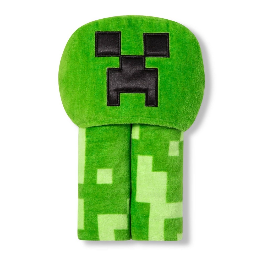 slide 2 of 3, Minecraft Creeper Hooded Bath Towel Green, 1 ct