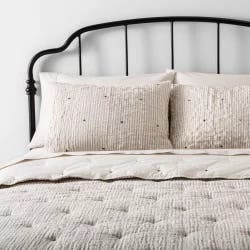 3pc Full/Queen Stripe and Stitch Embroidery Comforter & Sham Set - Hearth & Hand with Magnolia