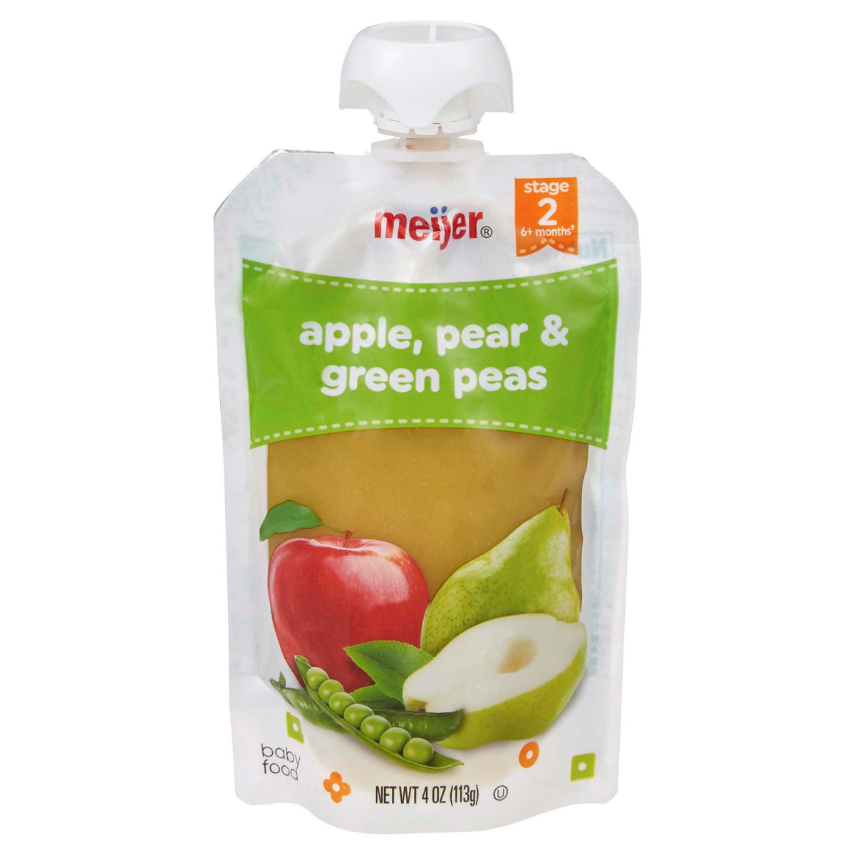 slide 1 of 5, Meijer Apple Pear Peas Baby Food Pouch, 4 Oz, 4 oz