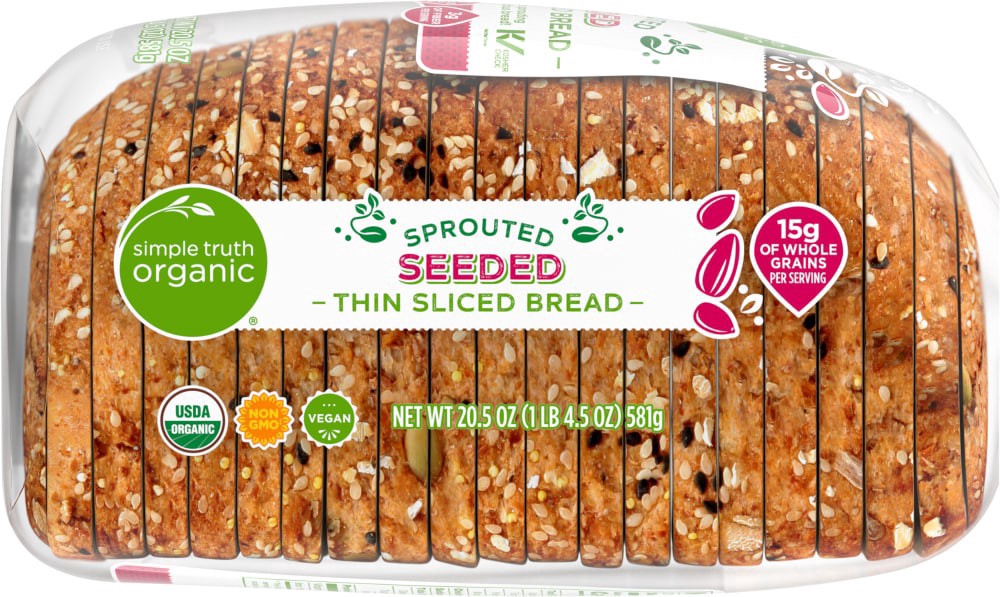 slide 4 of 4, Simple Truth Organic Sprouted Seeded Thin Sliced Bread, 20.5 oz