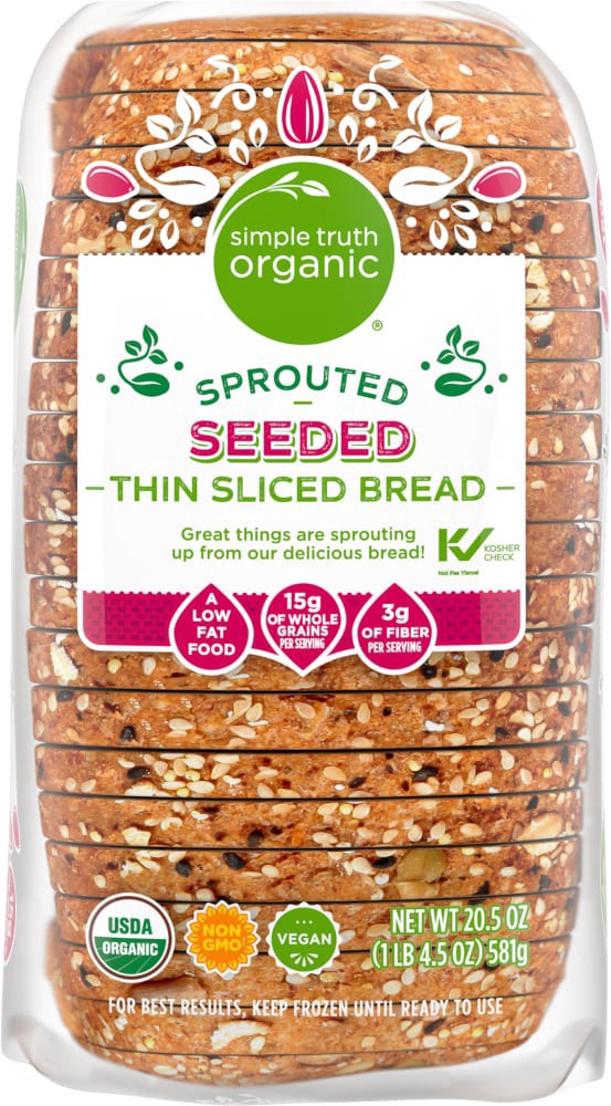 slide 2 of 4, Simple Truth Organic Sprouted Seeded Thin Sliced Bread, 20.5 oz