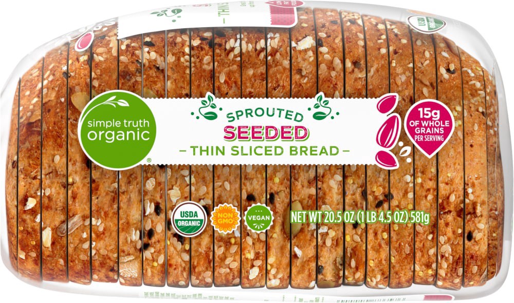 slide 3 of 4, Simple Truth Organic Sprouted Seeded Thin Sliced Bread, 20.5 oz