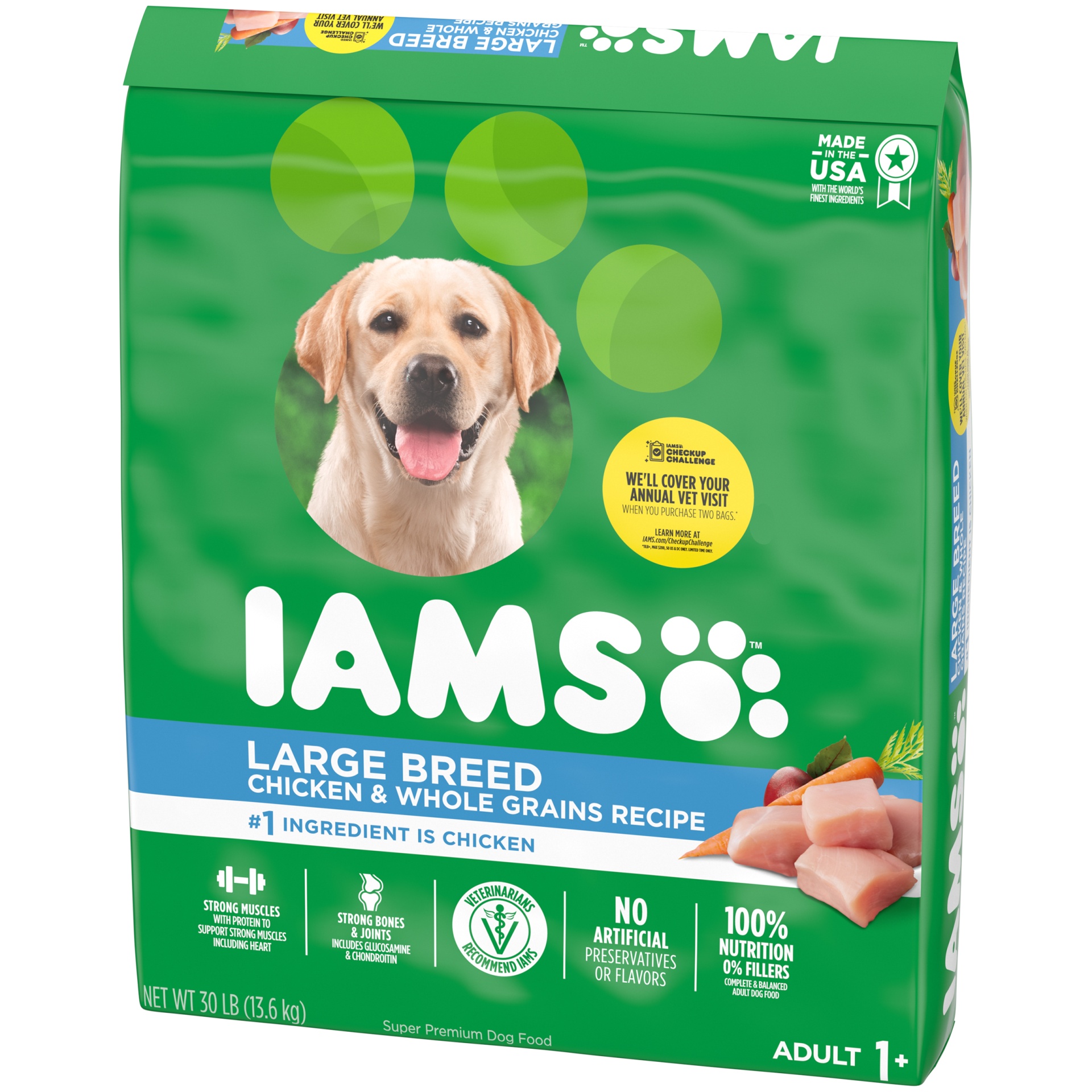 IAMS Adult High Protein Large Breed Dry Dog Food with Real Chicken 30 ...