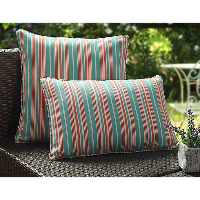 slide 4 of 5, Waverly Lexie Outdoor Square Throw Pillow - Blue/Red, 1 ct