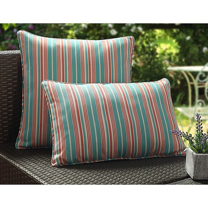 slide 2 of 3, Waverly Lexie Outdoor Oblong Throw Pillow - Blue/Red, 1 ct