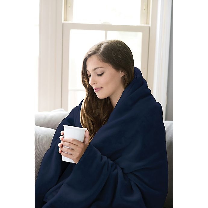 slide 2 of 10, Therapedic Reversible Small Weighted Blanket - Navy, 12 lb