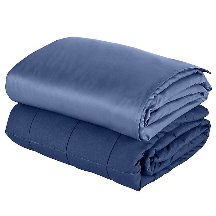 slide 8 of 11, Therapedic Small Weighted Cooling Blanket - Navy, 12 lb