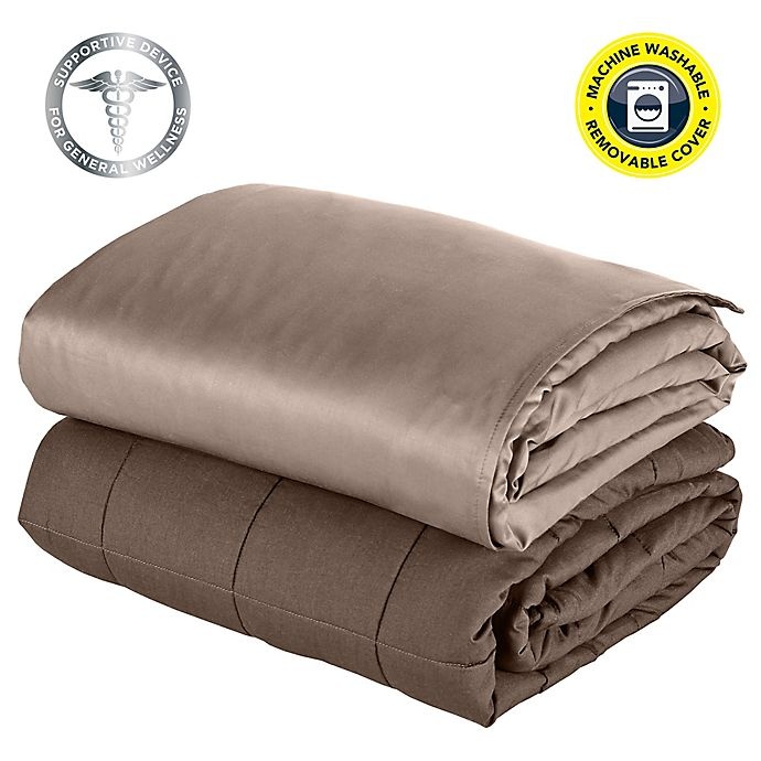 slide 11 of 11, Therapedic Small Weighted Cooling Blanket - Taupe, 12 lb