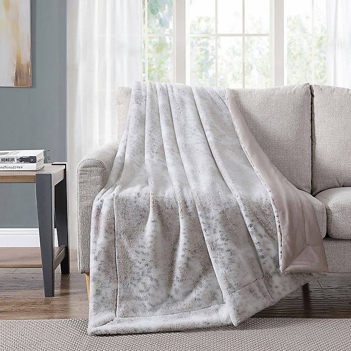 slide 2 of 2, Morgan Home Purely Soft Faux Rabbit Fur Reversible Throw Blanket - Palomino, 1 ct