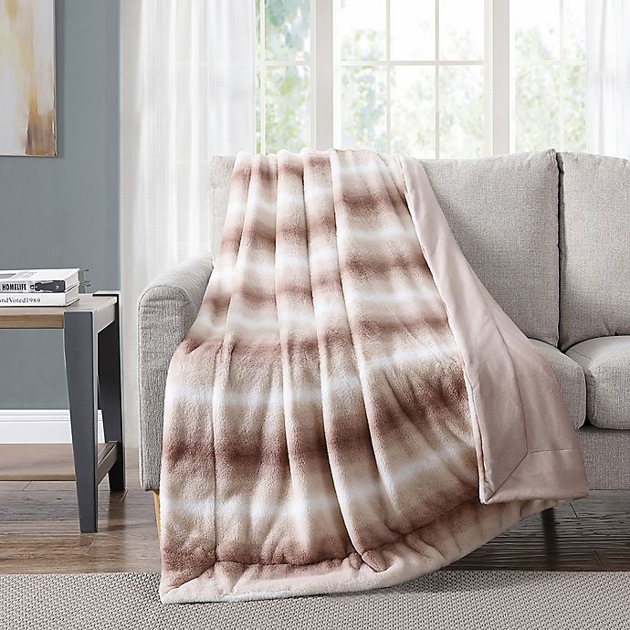 slide 2 of 2, Morgan Home Purely Soft Faux Rabbit Fur Reversible Throw Blanket - Auburn, 1 ct