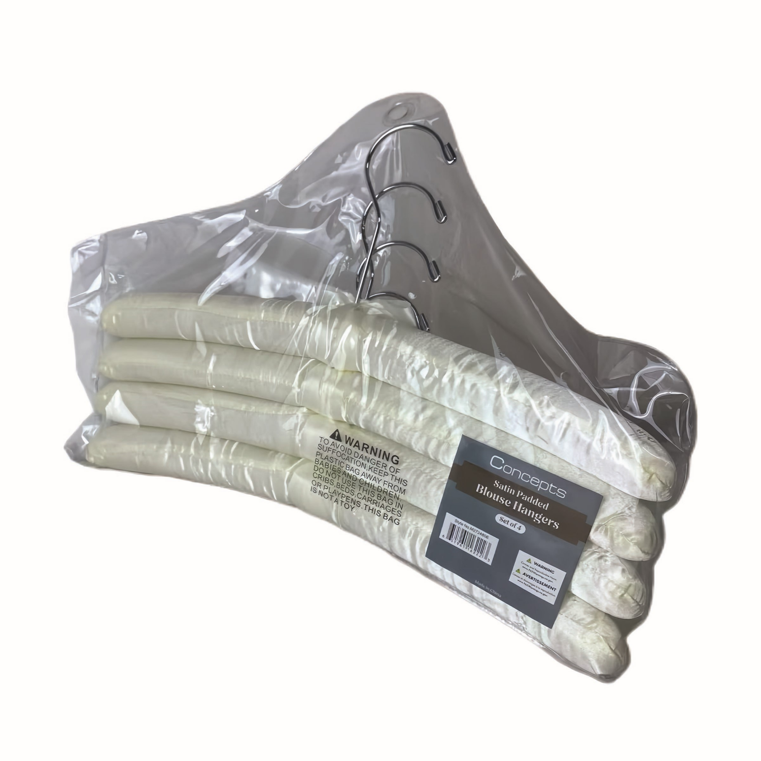 slide 2 of 2, Whitmor Concepts Blouse Satin Padded Hangers 4 Ct-Ivory, 4 ct