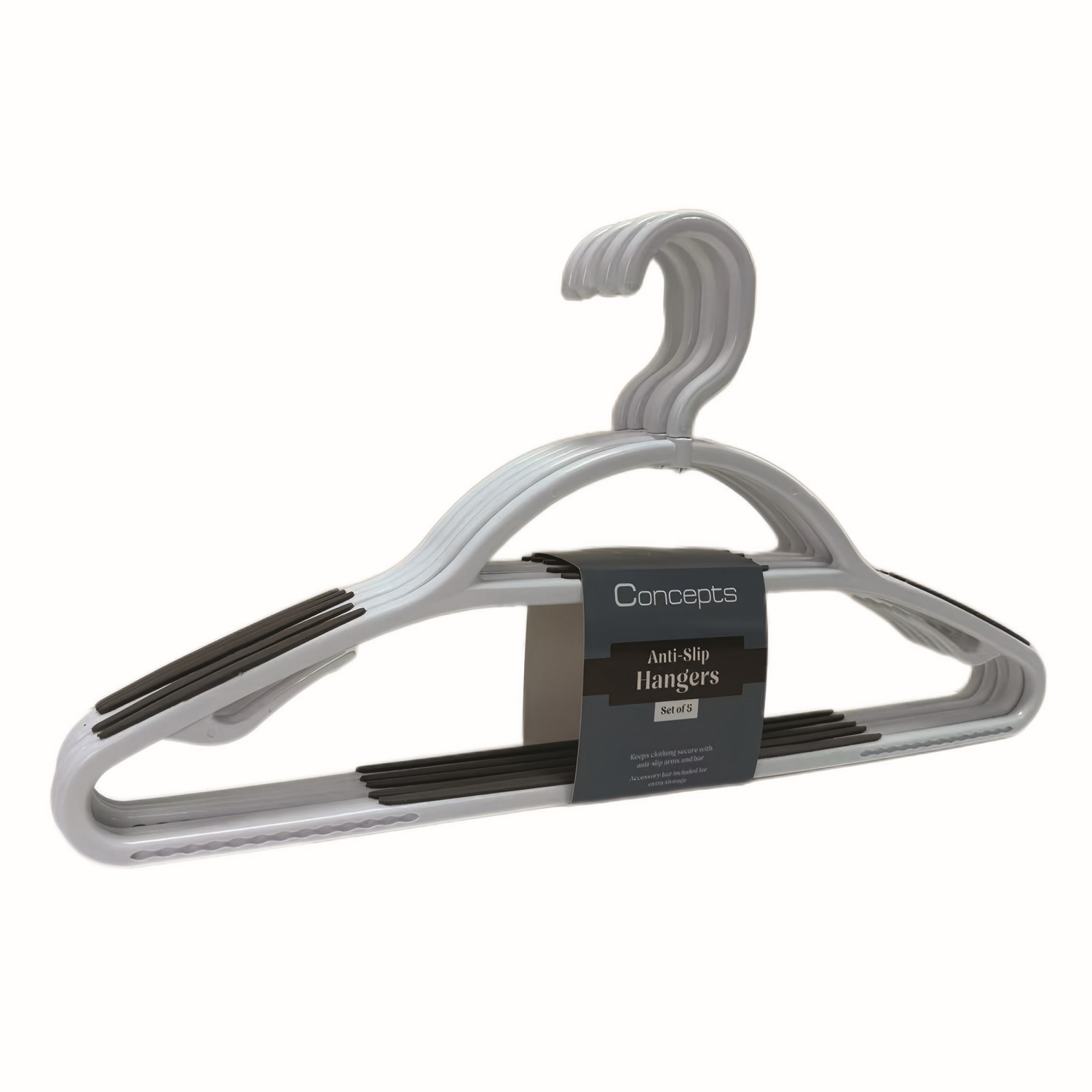 slide 2 of 2, Whitmor Concepts Anti-Slip Hangers - White/Grey, 5 ct, 5 ct